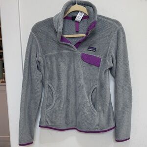 Patagonia Gray Fleece with Purple Trim